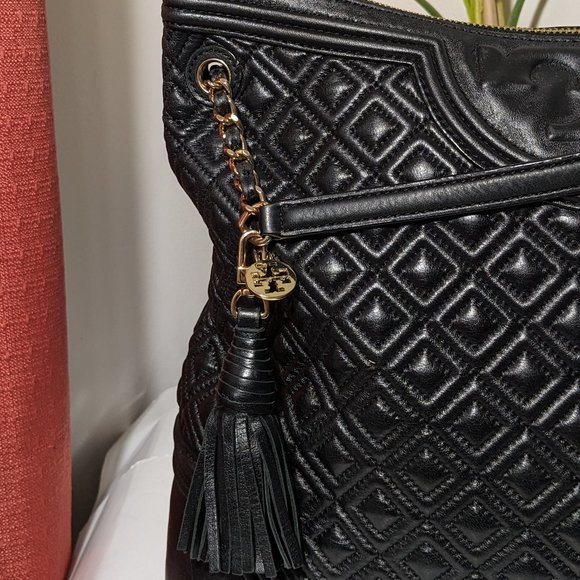 Tory Burch Fleming Marion Quilted Chain Large Women's Tote Black - Picture 9 of 16